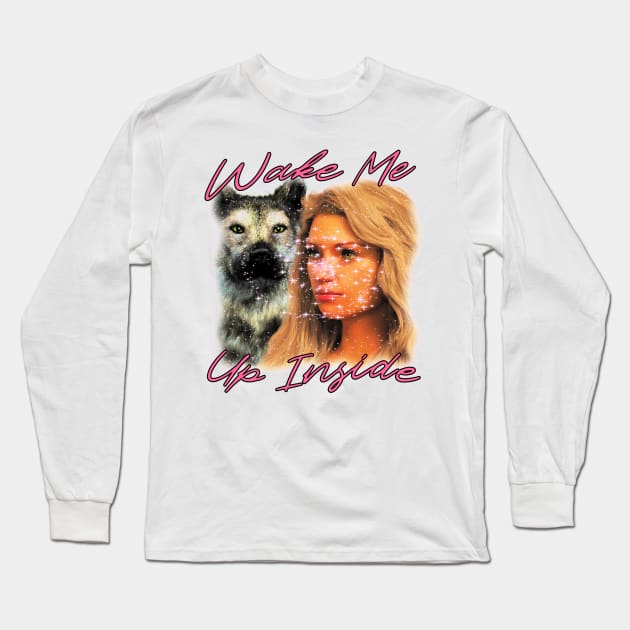 Wake Me Up Inside - Dog And Woman Glitter And Pink Long Sleeve T-Shirt by blueversion